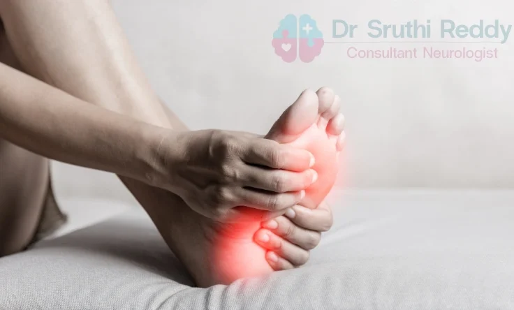 Doctor examining a patient’s leg for signs of nerve pain and neuropathy.